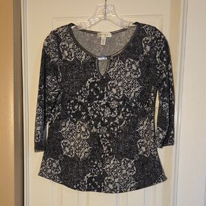 Dress Barn 3/4 Sleeve Top Multi Gray Top w Subtle Shimmer Sz PM